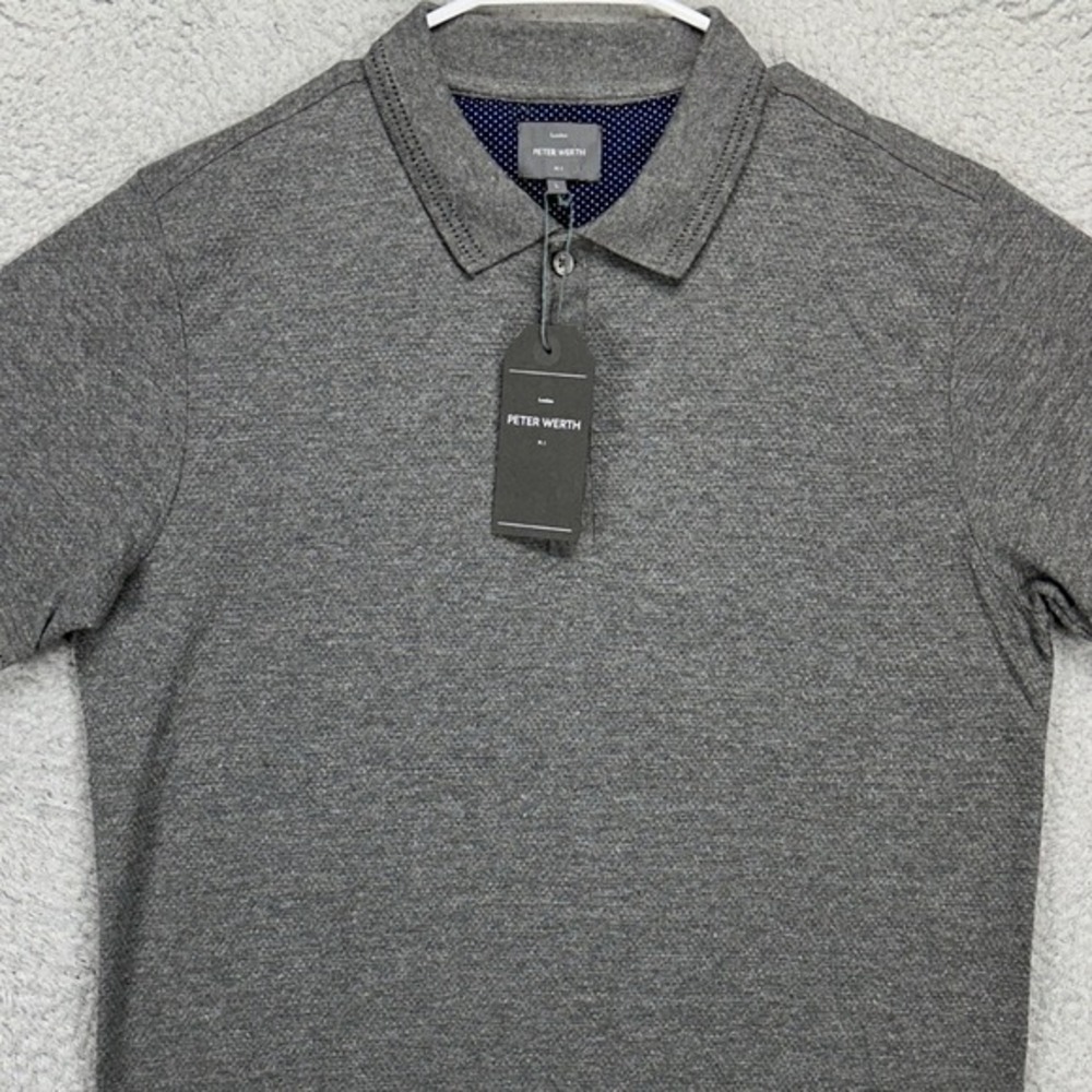 Peter Werth N.1 Adult Golf Polo Shirt Large Dark Grey Short Sleeve Rugby Men NEW